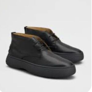 Tod’s WG Heritage Black Calf Leather Lace Rubber Sole Ankle Boot Men’s 13 chukka